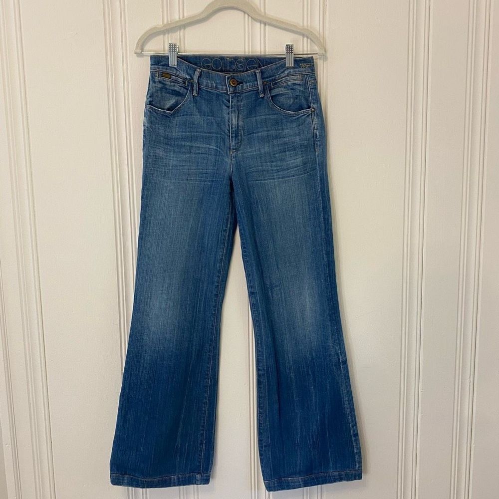 Goldsign Jeans "Wore" Blue Wide Leg Stretch Low Rise Sz 28